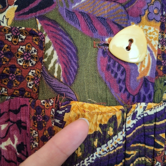 Vintage 80s Dawn Joy Cottagecore Midi Dress Womens XL 2XL Boho Floral Paisley - Picture 8 of 9